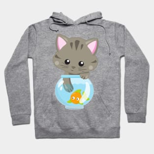 Cute Cat, Little Cat, Kitty, Kitten, Fish Bowl Hoodie